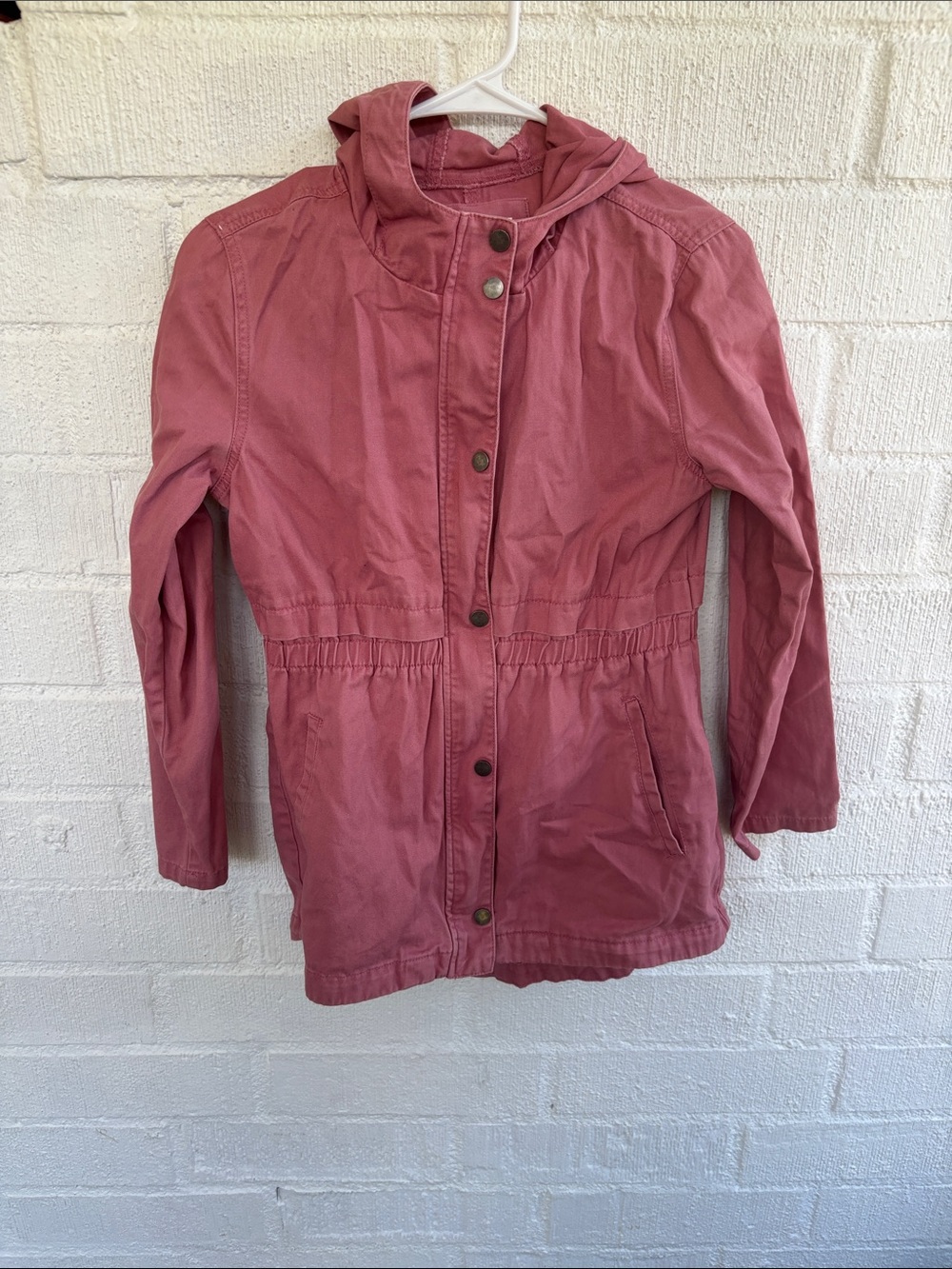 C&C California Girls' Hooded Cotton Raincoat in Dusty Rose sz 14